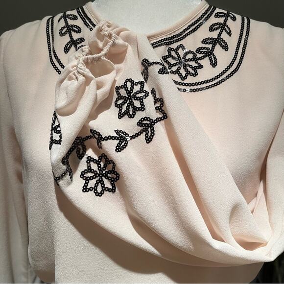 NEW Max Studio MSSP Sequin Embroidered Collar Balloon Sleeve Career Blouse X… - Picture 7 of 10